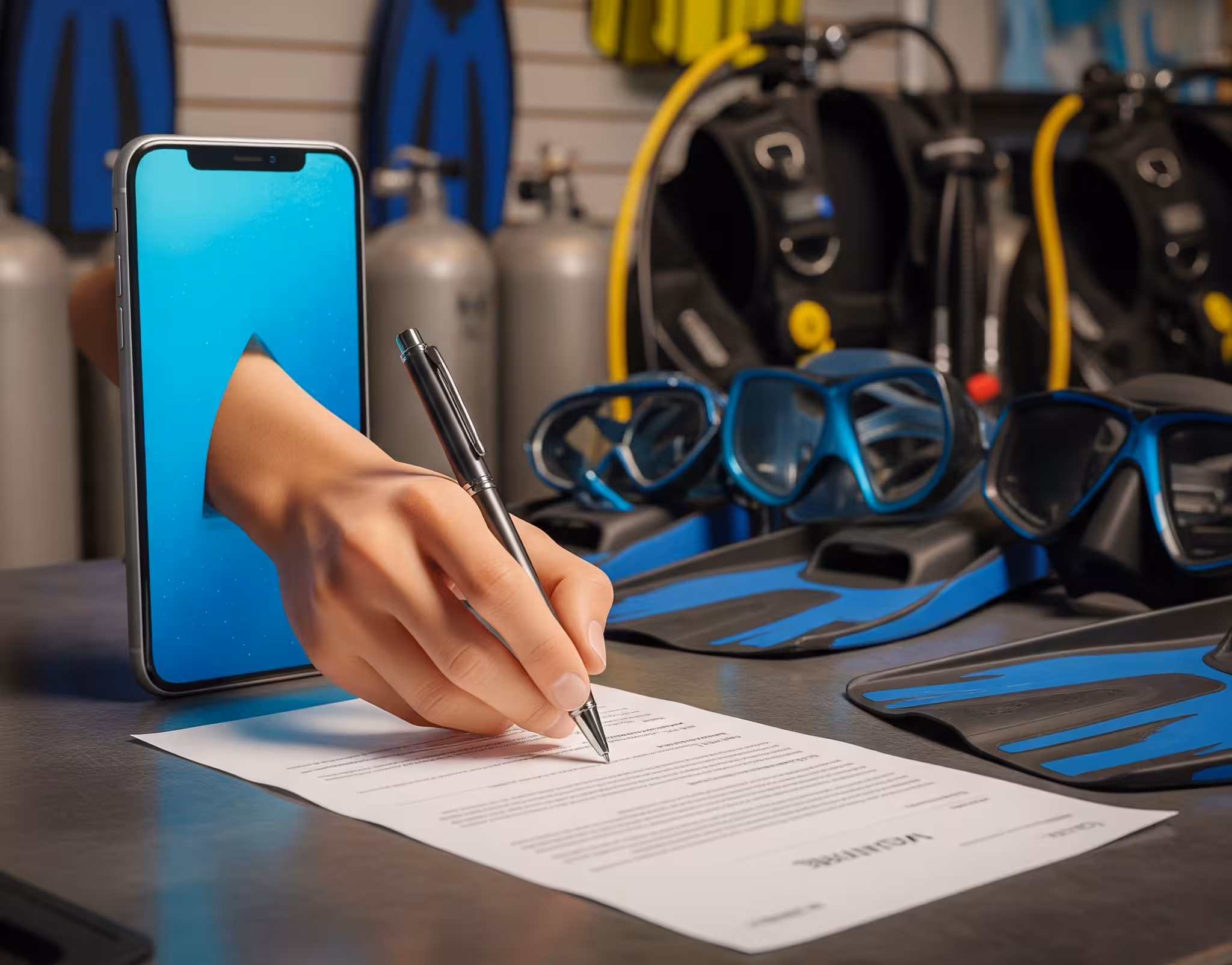 Comparison table showing features of different waiver solutions for dive centers