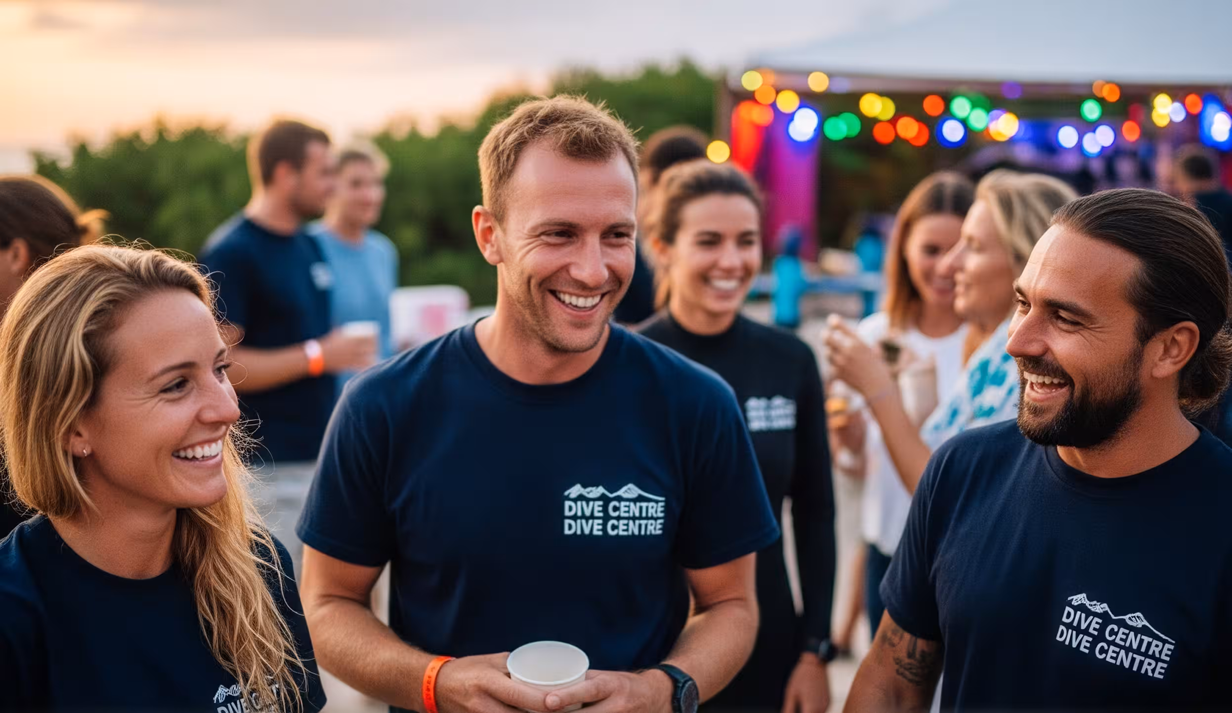 Divers attending a social event hosted by a dive centre