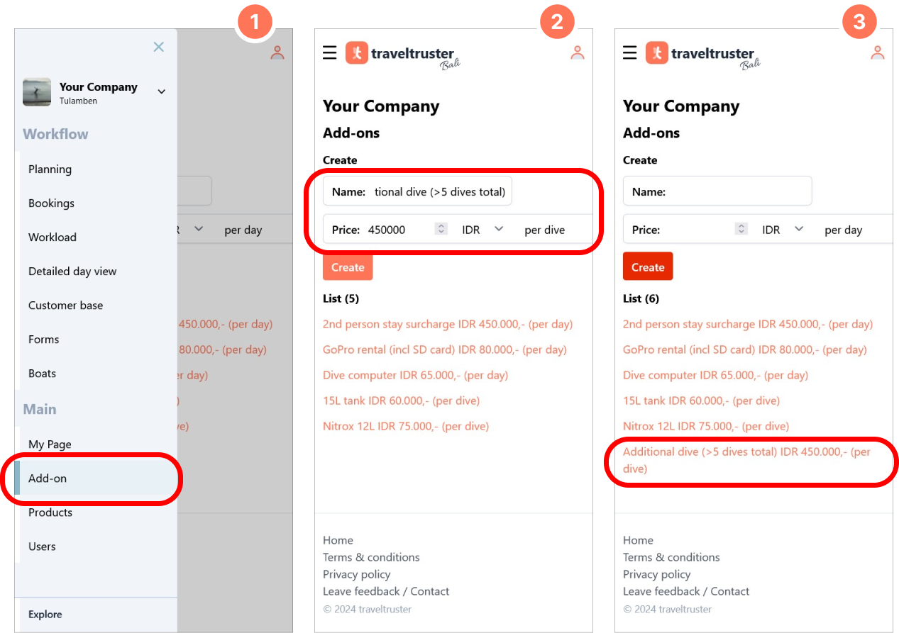 Creating an add-on for additional dives
