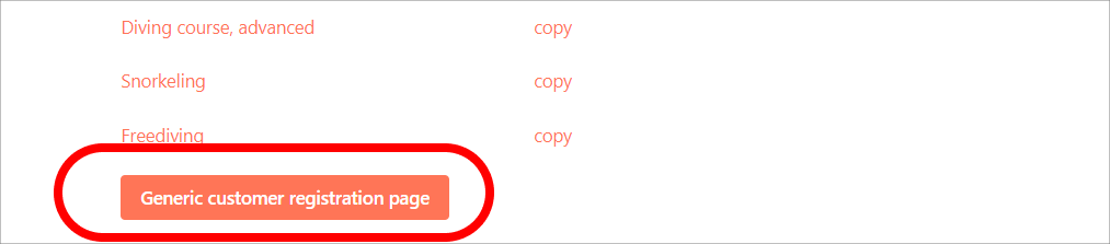 Generic Customer Registration Page Button on Forms Page