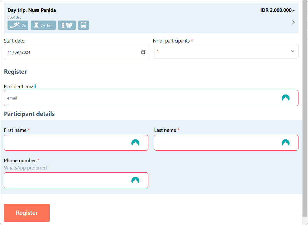 Direct booking or Self-booking option