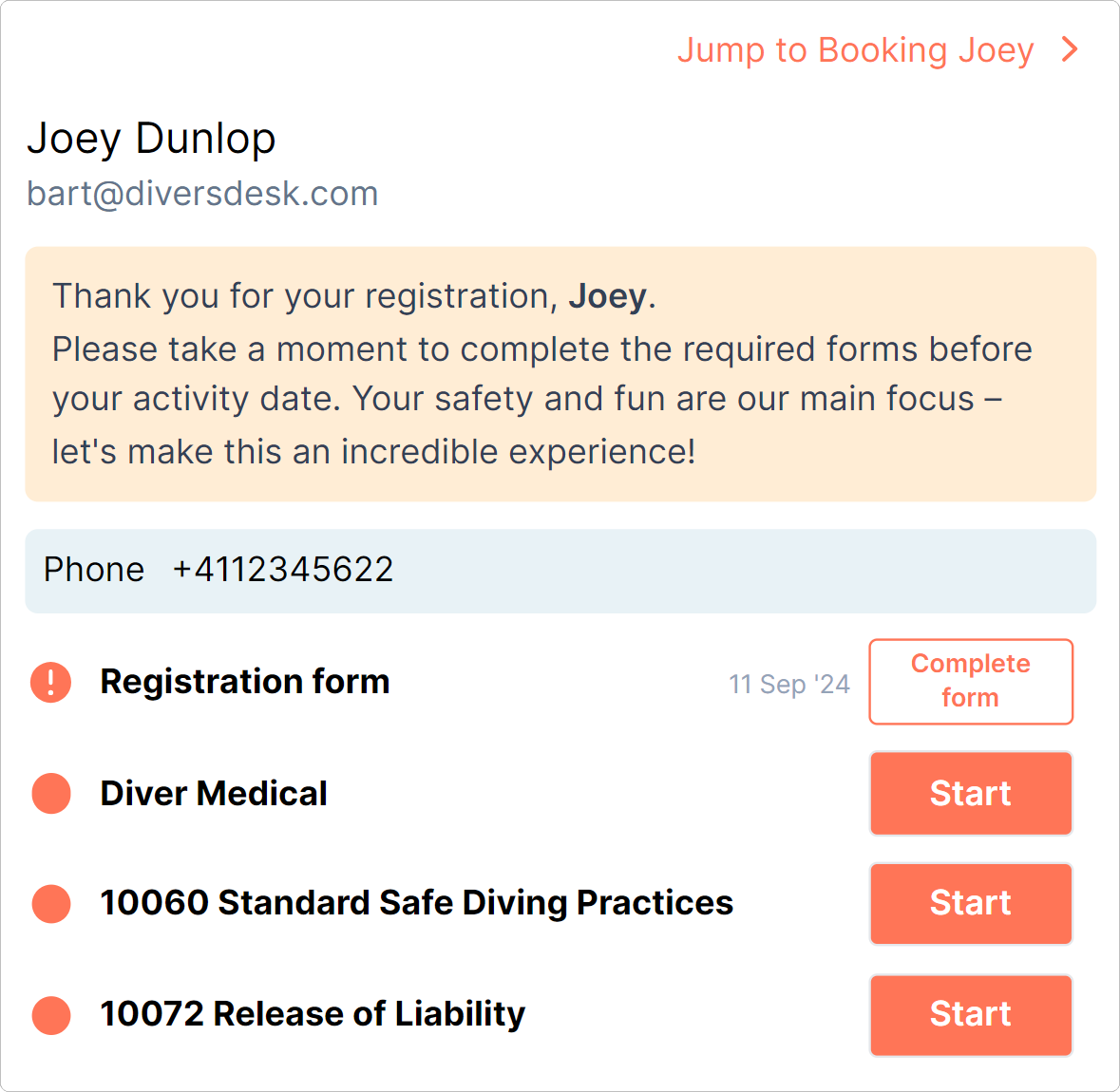 Direct booking or Self-booking option