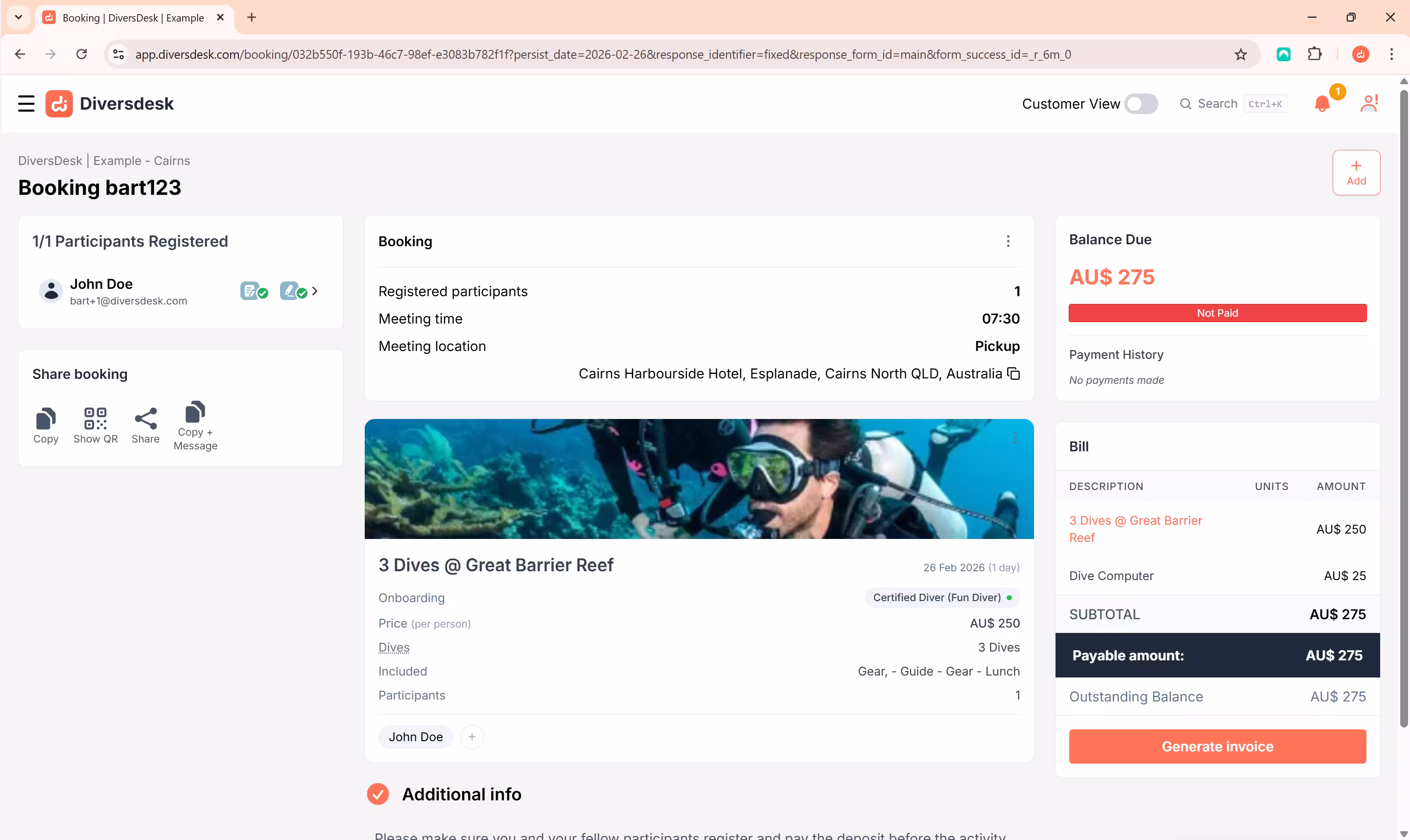 Updated Booking Page