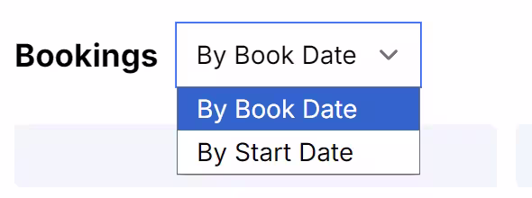 Booking page filters for a specific date or date range